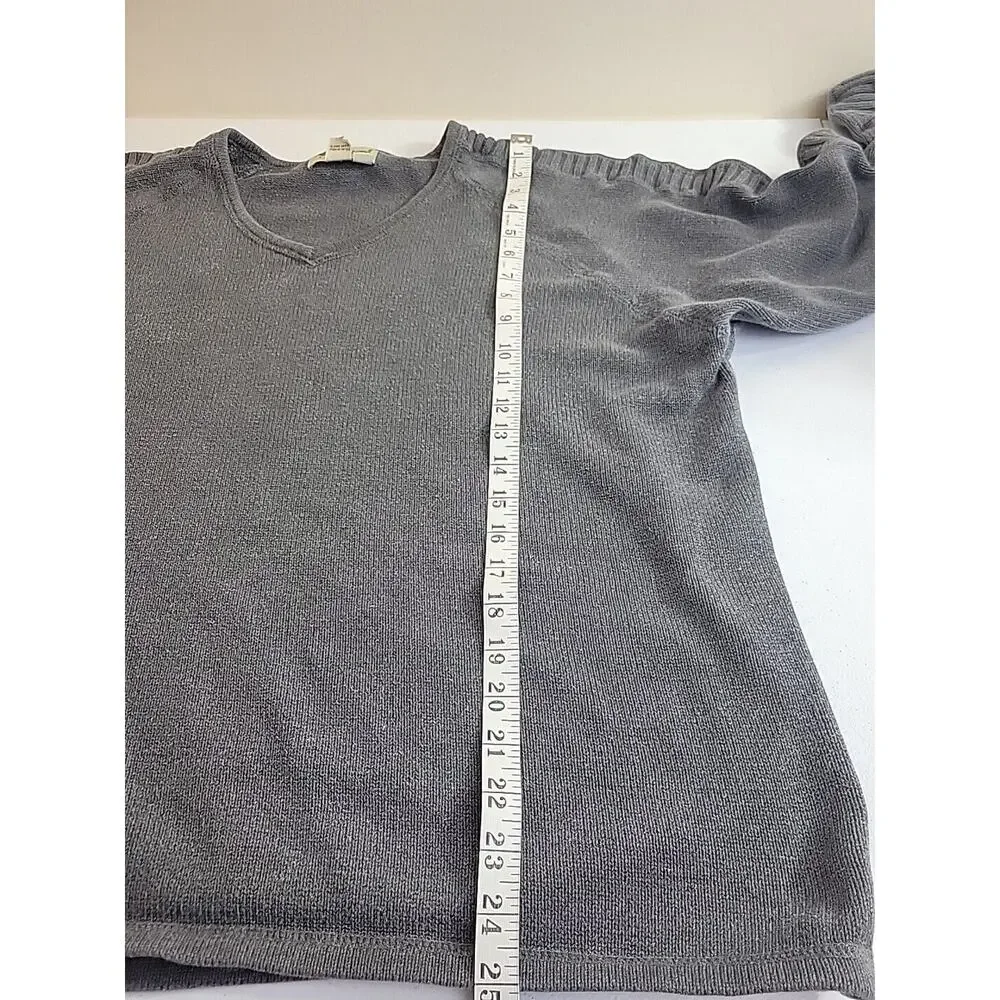 Eddie Bauer Gray V-Neck Knit Long Sleeve Pullover Sweater Men's Size Large - Picture 5 of 7